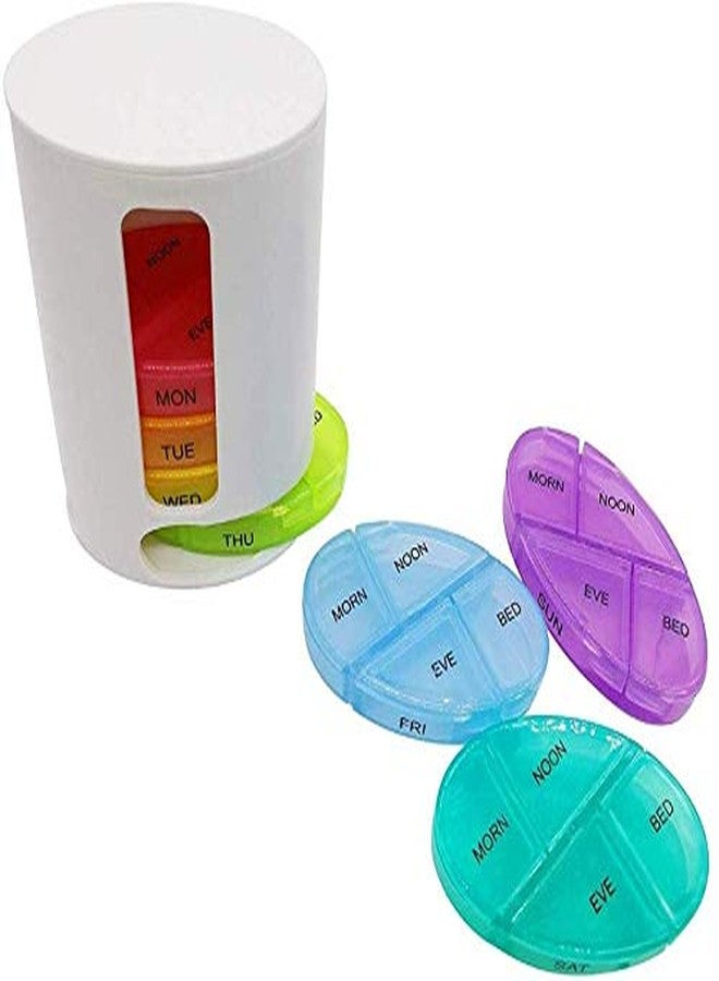KPS Pill Organizer 7 Portable Tray Pill Box with 4 Compartments Organize Medicine and Vitamins for Each day Storage Box - Image 1